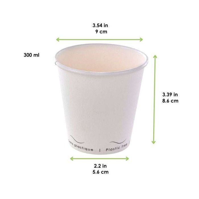 Gobelet Eden blanc en carton sans plastique, Waterbased  H86mm 300ml-1000Pcs