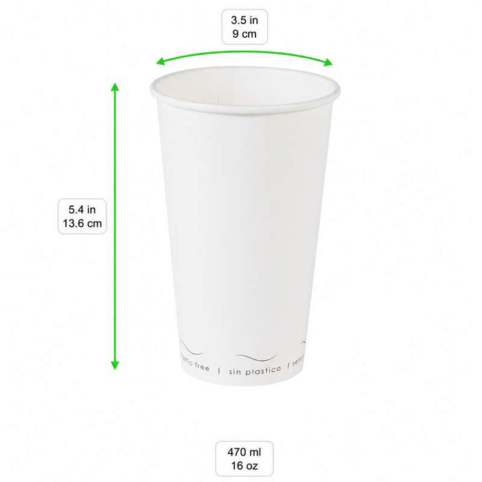 Gobelet Eden blanc en carton sans plastique, Waterbased  H136mm 470ml-1000Pcs