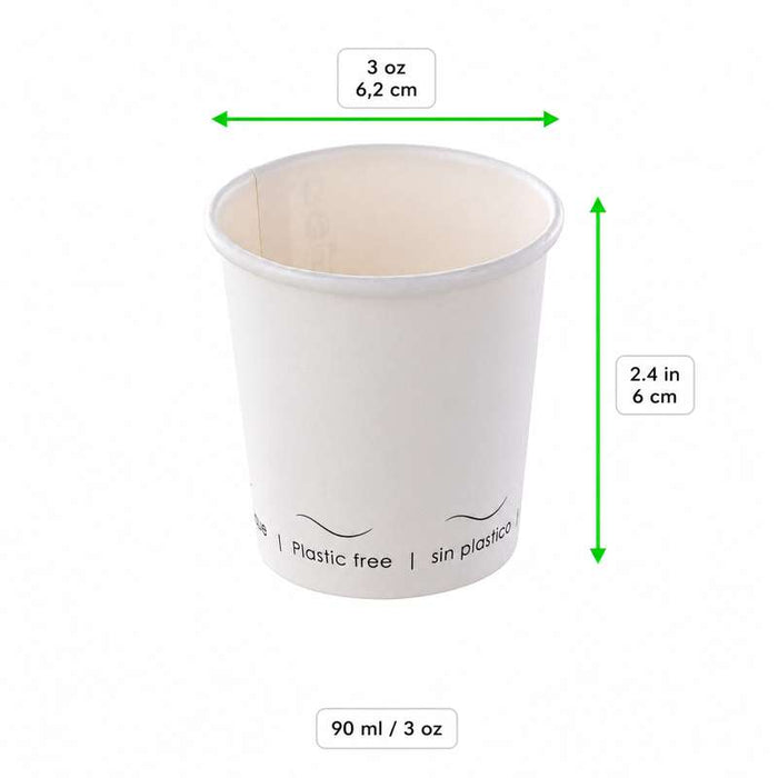 Gobelet Eden blanc en carton sans plastique, Waterbased  H60mm 90ml-1000Pcs