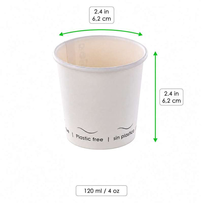 Gobelet Eden blanc en carton sans plastique, Waterbased  H62mm 120ml-1000Pcs
