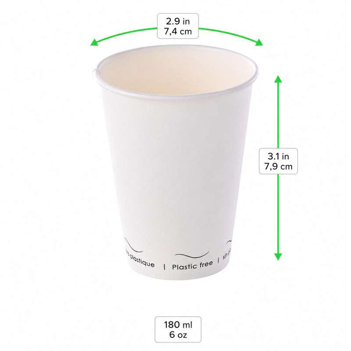 Gobelet Eden blanc en carton sans plastique, Waterbased  H79mm 180ml-1000Pcs