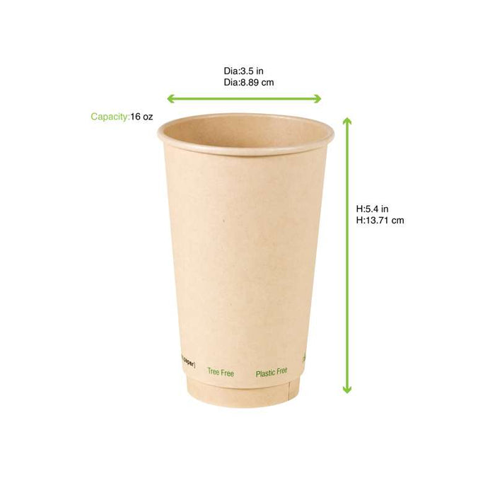 Gobelet en carton fibre de bambou à enduction aqueuse Ø90mm H136mm 460ml - 1000Pcs
