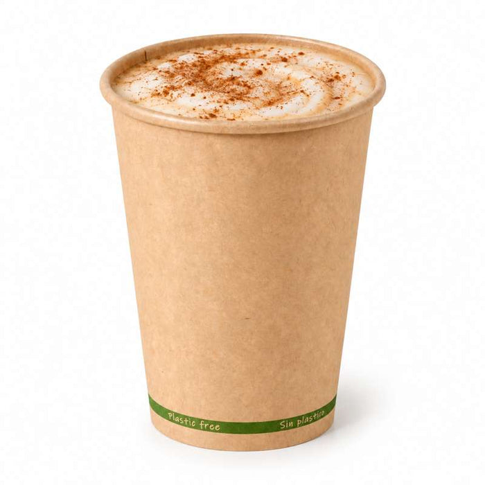 Gobelet Zen en carton kraft brun sans plastique, Waterbased  H110mm 350ml-1000Pcs