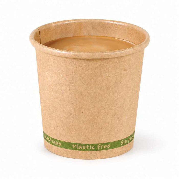Gobelet Zen en carton kraft brun sans plastique, Waterbased  H60mm 90ml-1000Pcs