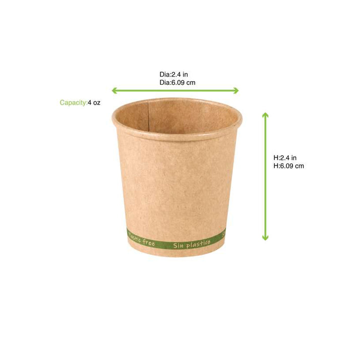 Gobelet Zen en carton kraft brun sans plastique, Waterbased  H62mm 120ml-1000Pcs