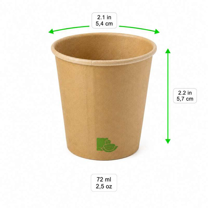 Gobelet "Zen" en carton kraft Ø54mm H57mm 72ml - 1000Pcs