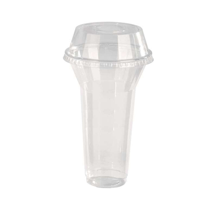 Pot / Coupe transparent plastique PET avec couvercle dôme et trou   H127mm 450ml - 400Pcs
