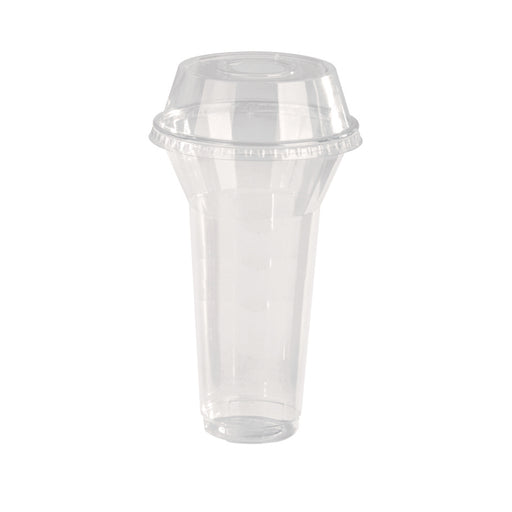 Pot / Coupe transparent plastique PET avec couvercle dôme et trou   H127mm 450ml - 400Pcs