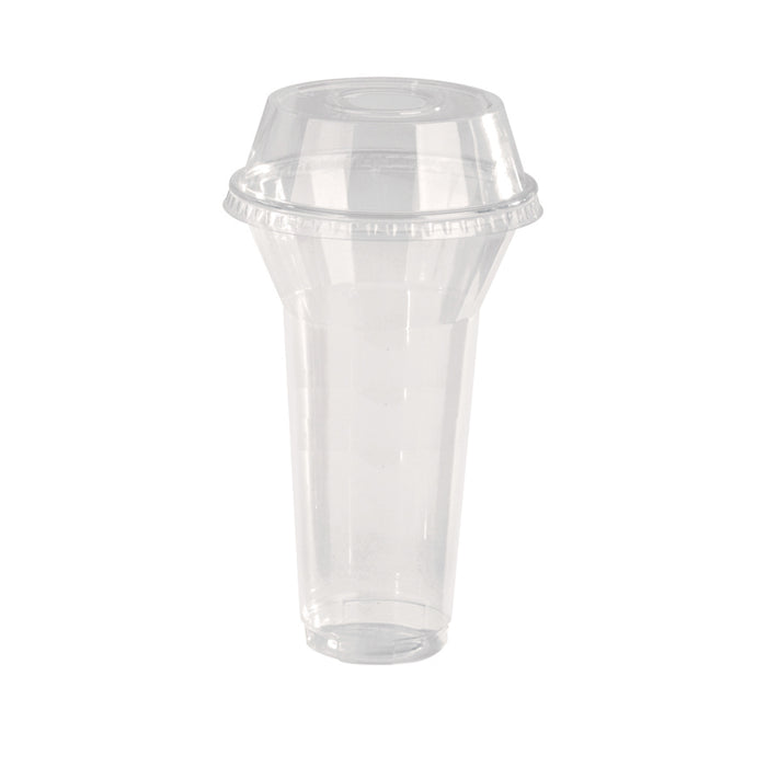 Pot / Coupe transparent plastique PET avec couvercle dôme et trou   H127mm 450ml - 400Pcs