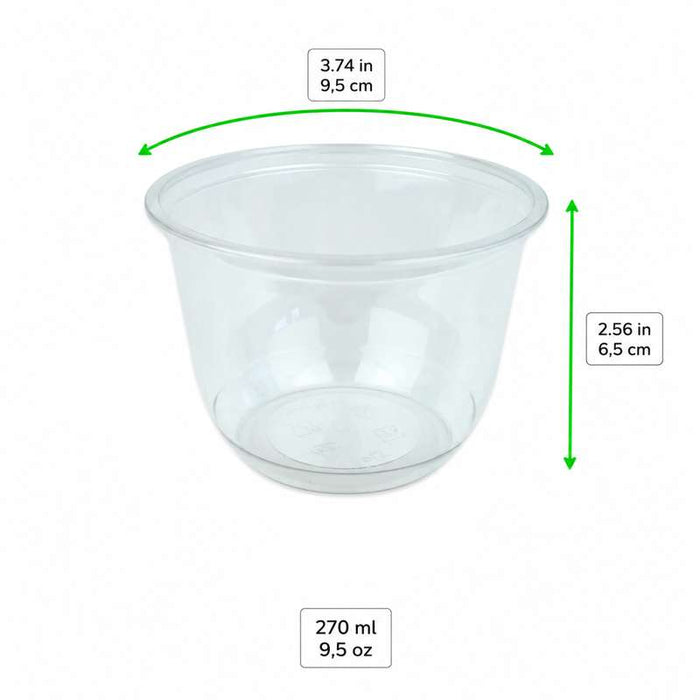 Pot transparent à dessert en PET Ø95mm H65mm 270ml - 1000Pcs