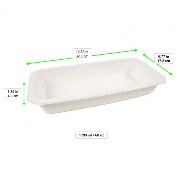 Barquette GN 1/3 blanche scellable en pulpe laminée PLA 325x172mm H48mm 1700ml - 360Pcs