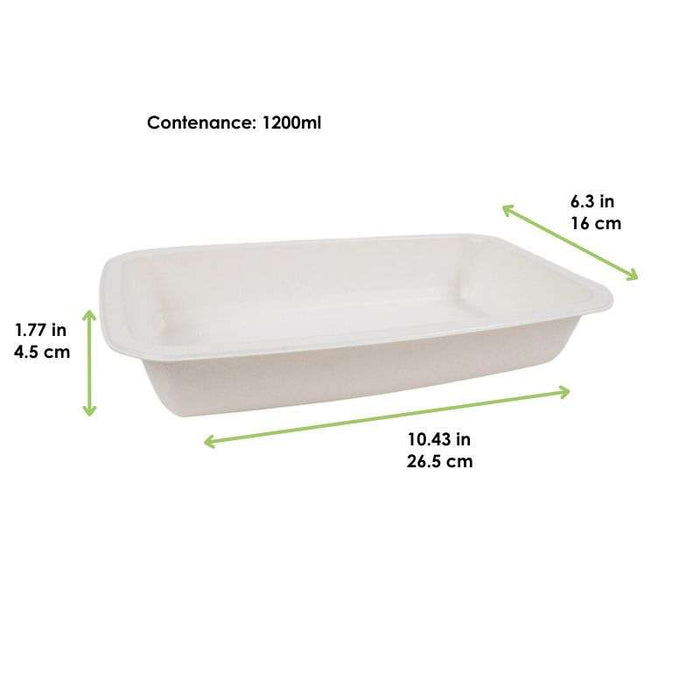 Barquette scellable pulpe laminée PLA "gastronorme" 1/4 265x160mm H45mm 1200ml-400Pcs