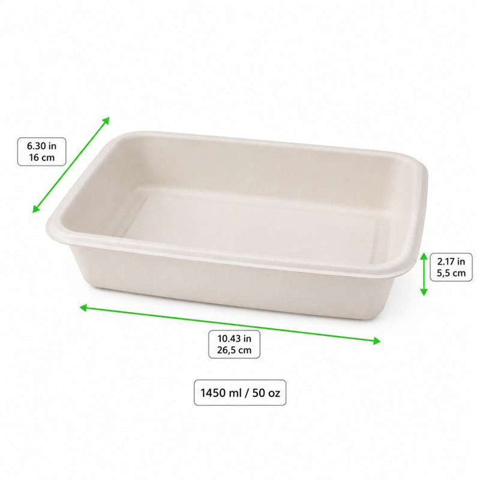Barquette scellable pulpe laminée PLA "gastronorme" 1/4 265x160mm H55mm 1450ml-400Pcs
