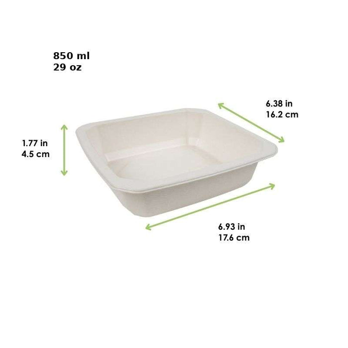 Barquette gastronorme 1/6 scellable en pulpe blanche laminée PLA 176x162mm H45mm 850ml - 400Pcs