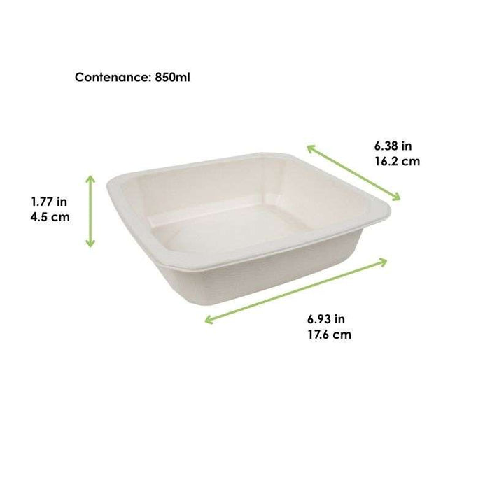 Barquette scellable pulpe laminée PLA "gastronorme" 1 /6 176x162mm H45mm 850ml-400Pcs
