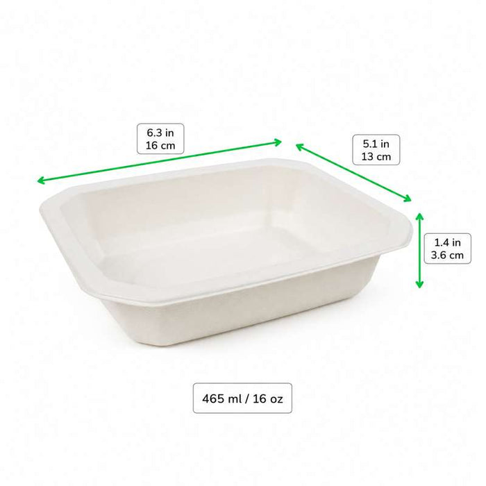 Barquette scellable pulpe laminée PLA "gastronorme" 1/ 8 160x130mm H36mm 465ml-400Pcs