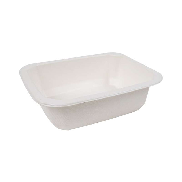Barquette "gastronorme" 1/8 scellable en pulpe blanche laminée PLA 160x130mm H46mm 585ml - 400Pcs