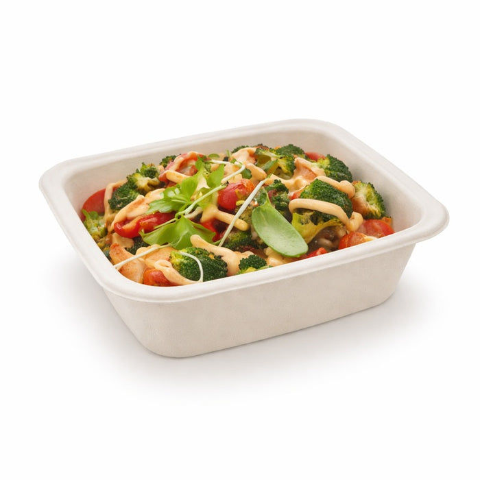 Barquette scellable pulpe laminée PLA "gastronorme" 1/8 160x130mm H46mm 585ml-400Pcs