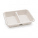 Barquette scellable blanche en pulpe de canne avec 2 compartiments 227x178mm H45mm 1060ml-200Pcs