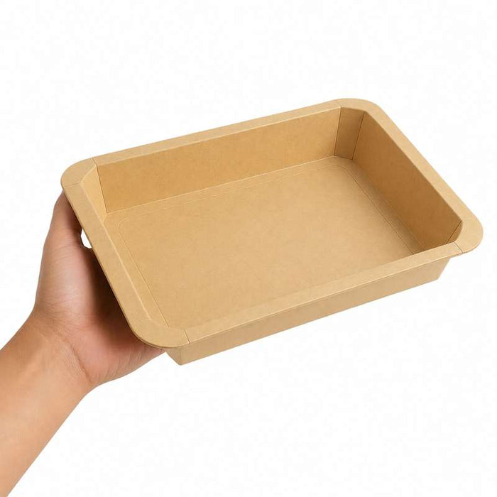 Barquette GN 1/2 scellable en carton brun pelliculé PP 325x265mm H48mm 3160ml - 200Pcs