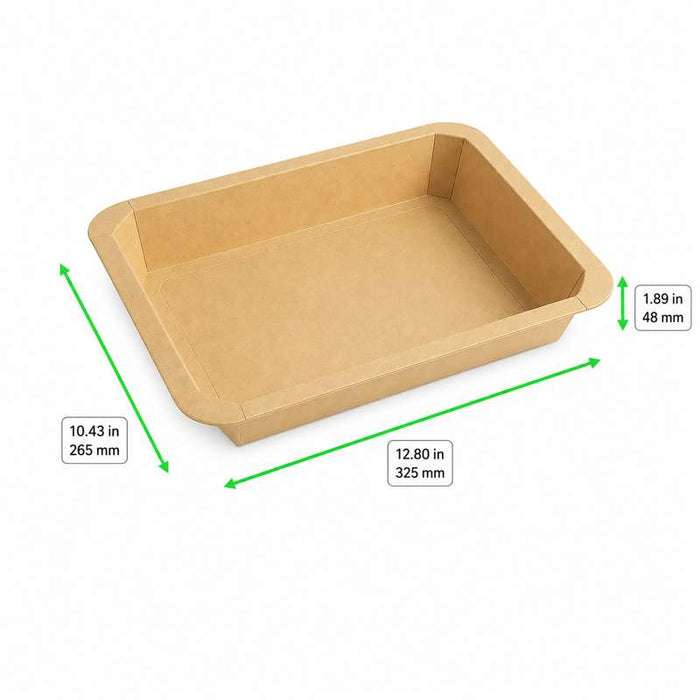 Barquette GN 1/2 scellable en carton brun pelliculé PP 325x265mm H48mm 3160ml - 200Pcs