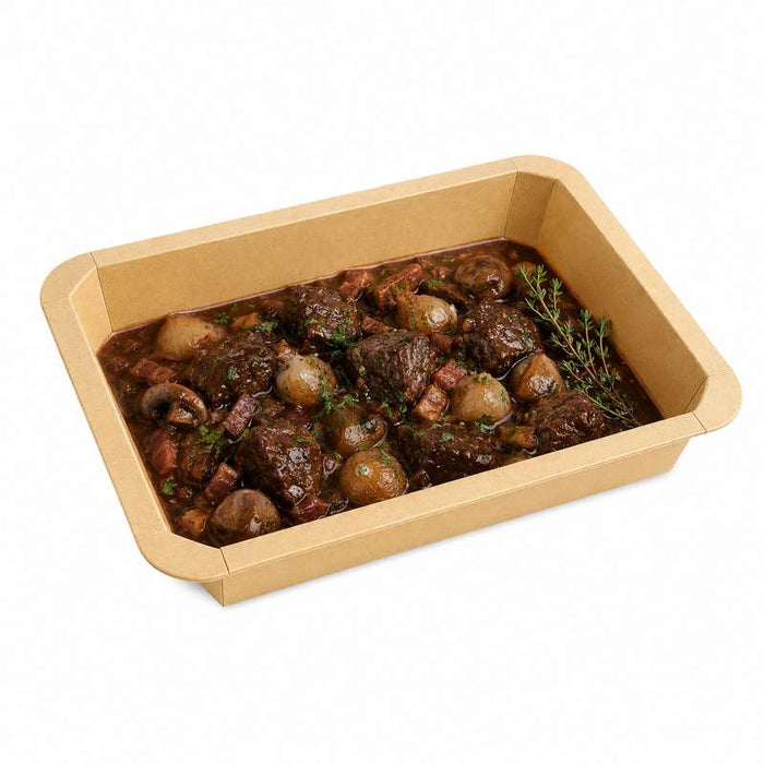 Barquette GN 1/2 scellable en carton brun pelliculé PP 325x265mm H48mm 3160ml - 200Pcs