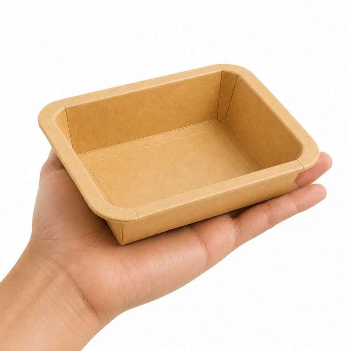 Barquette GN 1/8 scellable en carton brun pelliculé PP 160x130mm H36mm 450ml - 300Pcs