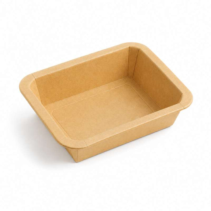 Barquette GN 1/8 scellable en carton brun pelliculé PP 160x130mm H36mm 450ml - 300Pcs