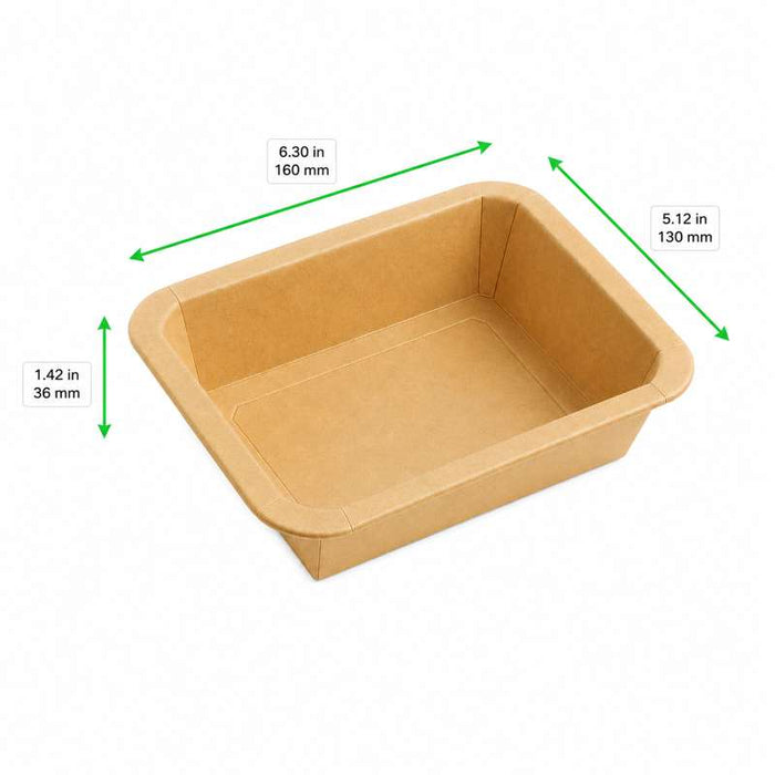 Barquette GN 1/8 scellable en carton brun pelliculé PP 160x130mm H36mm 450ml - 300Pcs