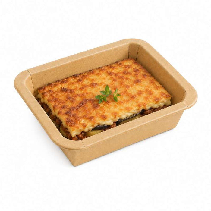 Barquette GN 1/8 scellable en carton brun pelliculé PP 160x130mm H36mm 450ml - 300Pcs