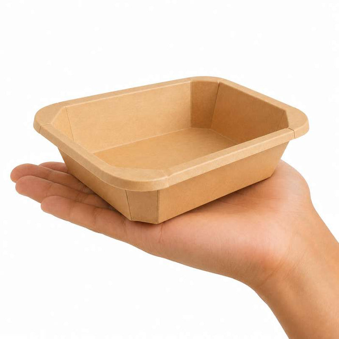 Barquette gastronorme 1/8 scellable en carton brun 160x130mm H45mm - 300Pcs