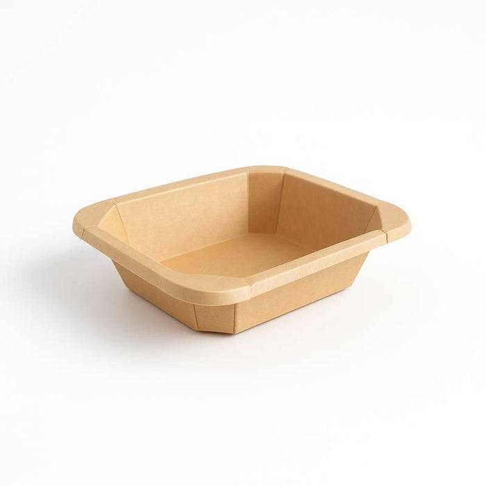 Barquette gastronorme 1/8 scellable en carton brun 160x130mm H45mm - 300Pcs