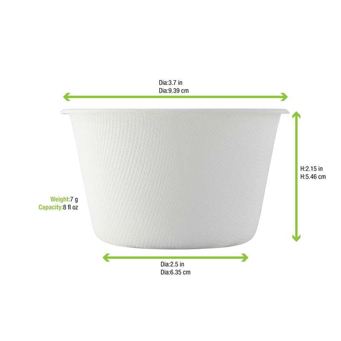 Pot à dessert blanc en pulpe de canne à sucre  H55mm 240ml - 1000Pcs