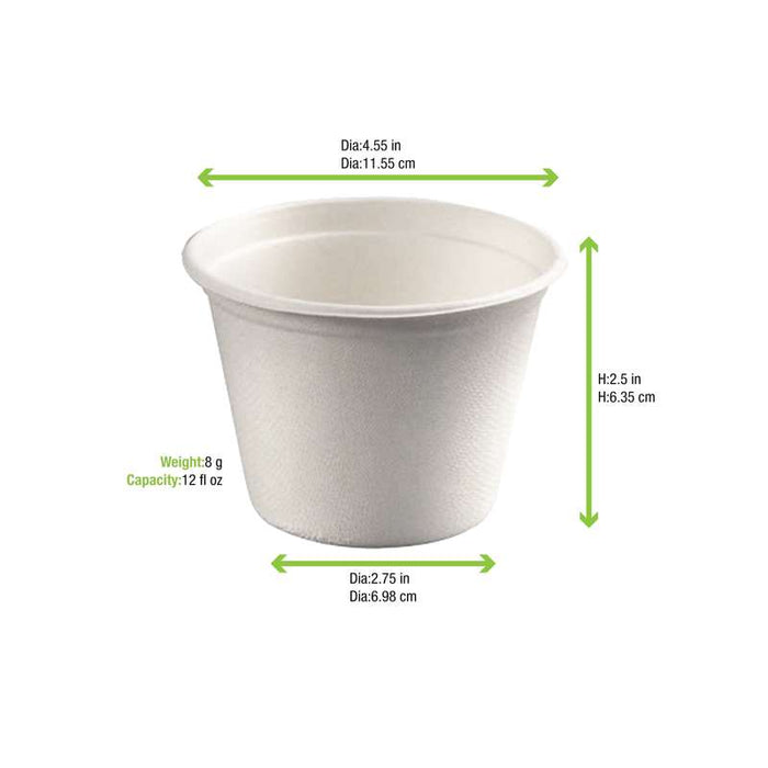 Gobelet pulpe blanc   H63mm 350ml - 500Pcs