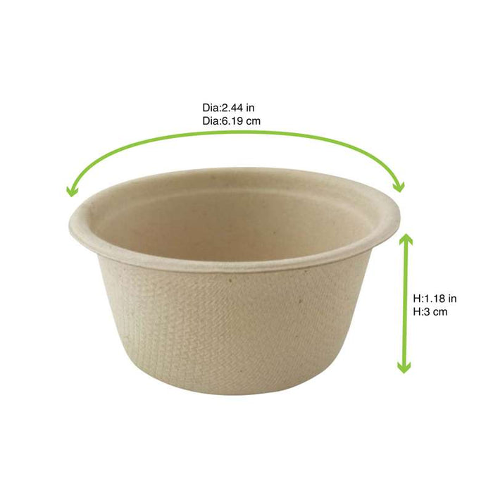 Coupelle brune ronde en pulpe Ø62mm H30mm 60ml - 2000Pcs