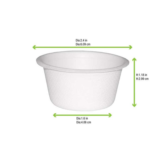 Petite coupelle ronde en pulpe blanche Ø62mm H30mm 60ml - 2000Pcs