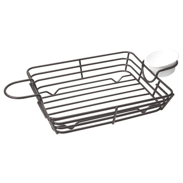 Panier rectangulaire en métal noir avec support de coupelle 310x180mm H60mm - 6Pcs