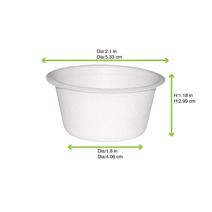 Coupelle pulpe ronde blanche   H30mm 60ml-2000Pcs