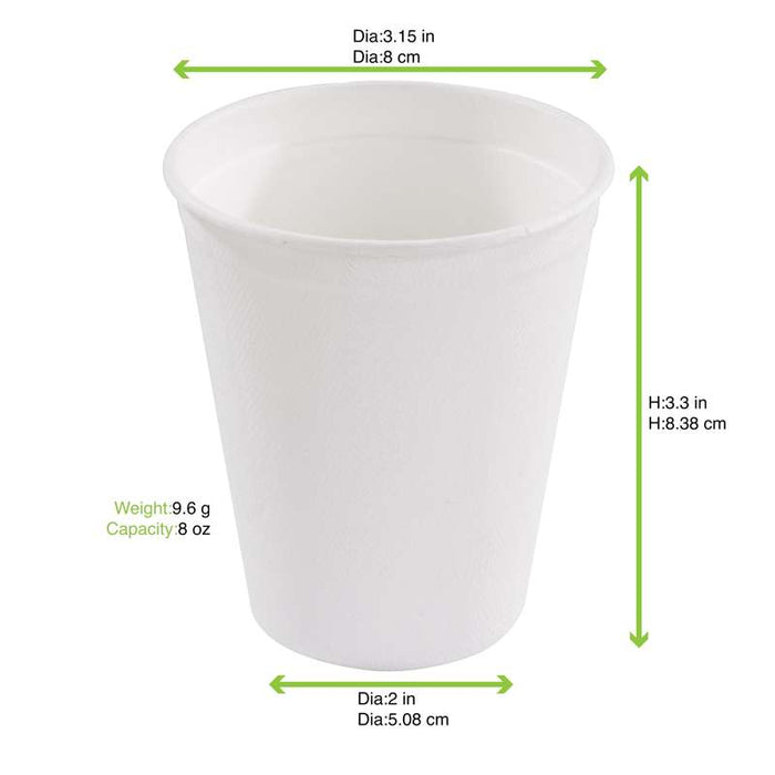 Pot à dessert blanc en pulpe de canne à sucre  H90mm 260ml - 1000Pcs