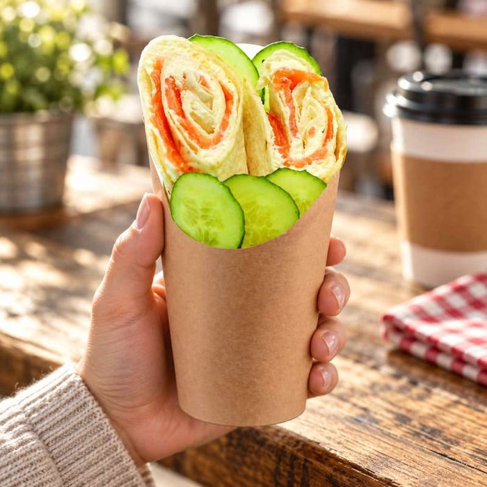 Pot wrap carton brun   H117mm 230ml - 1200Pcs