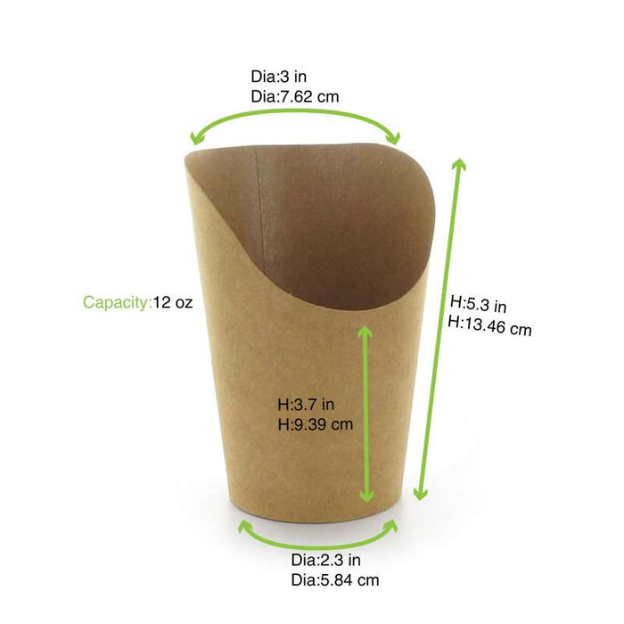 Gobelet snack carton brun   H133mm 325ml-1000Pcs