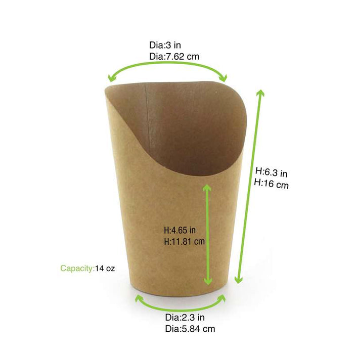 Gobelet snack carton brun   H160mm - 1000Pcs