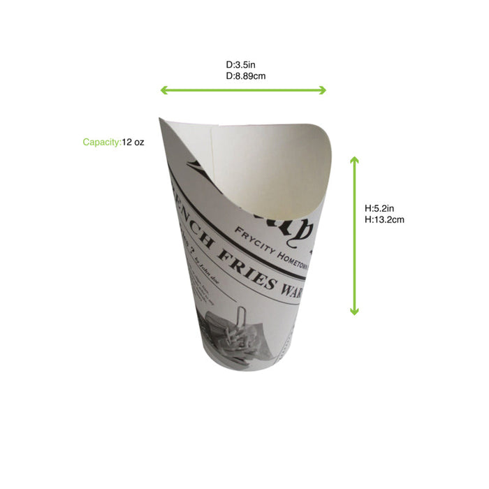 Gobelet snack carton blanc décor journal   H133mm - 1000Pcs