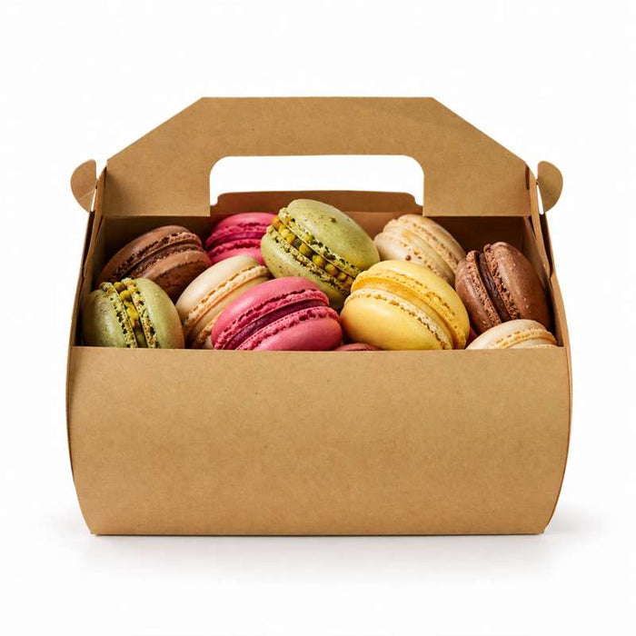 Boîte pâtissière haute carton kraft avec poignée 180x140mm H160mm - 50Pcs