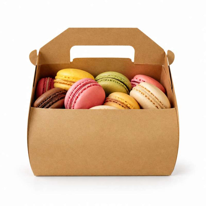 Boîte pâtissière haute carton kraft avec poignée 180x140mm H160mm - 50Pcs