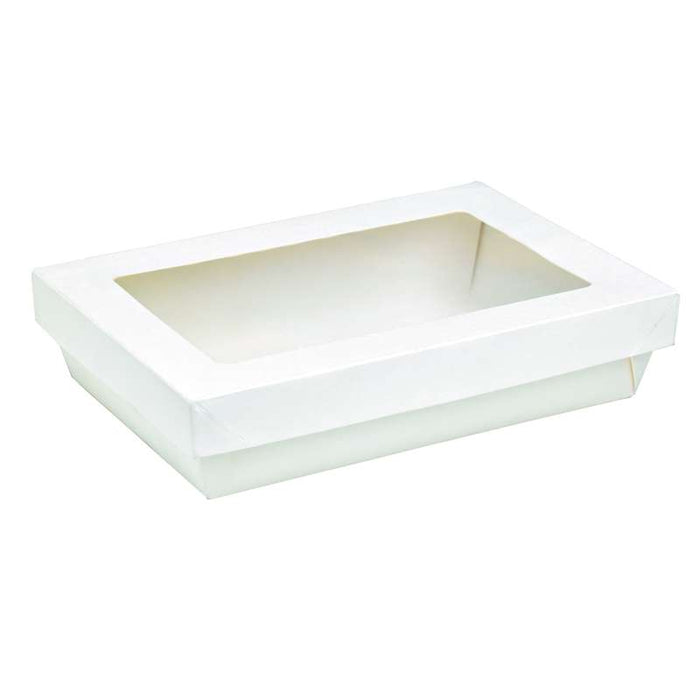 Boite "Kray" rectangulaire carton blanc avec couvercle à fenêtre  225x155mm H50mm 1500ml-200Pcs