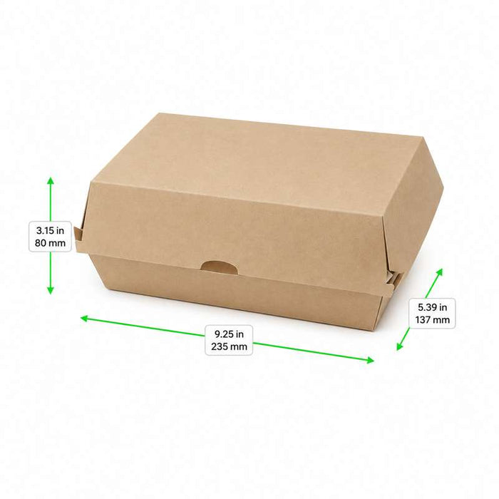 Boîte à kebab en carton kraft taille S 235x137mm H80mm - 300Pcs
