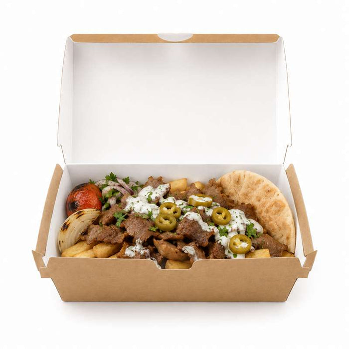 Boîte à kebab en carton kraft taille S 235x137mm H80mm - 300Pcs