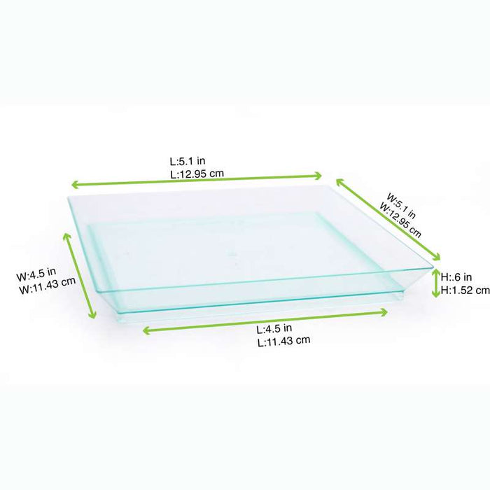 Elément de plateau réemployable plastique vert transparent "Klarity"  130x130mm-100Pcs