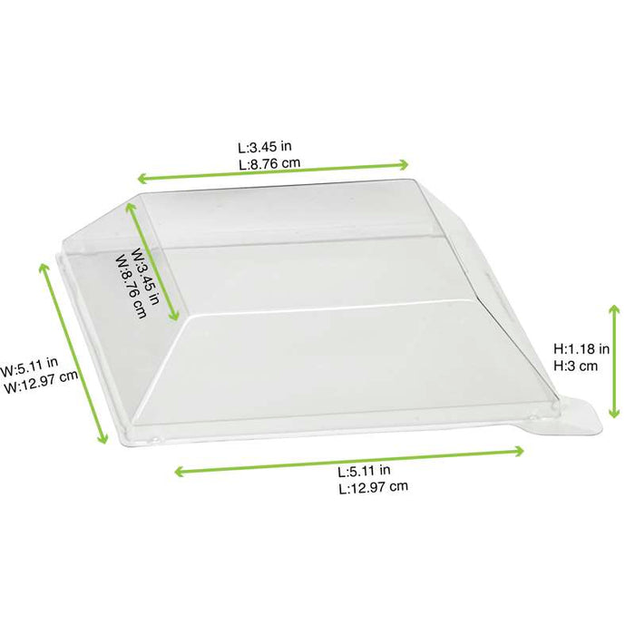 Couvercle dôme transparent en plastique PET pour mise en bouche Klarity 130x130mm H30mm-100Pcs